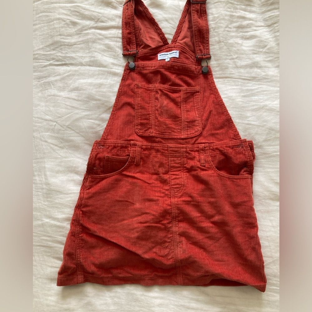 American Apparel red overall skirt M